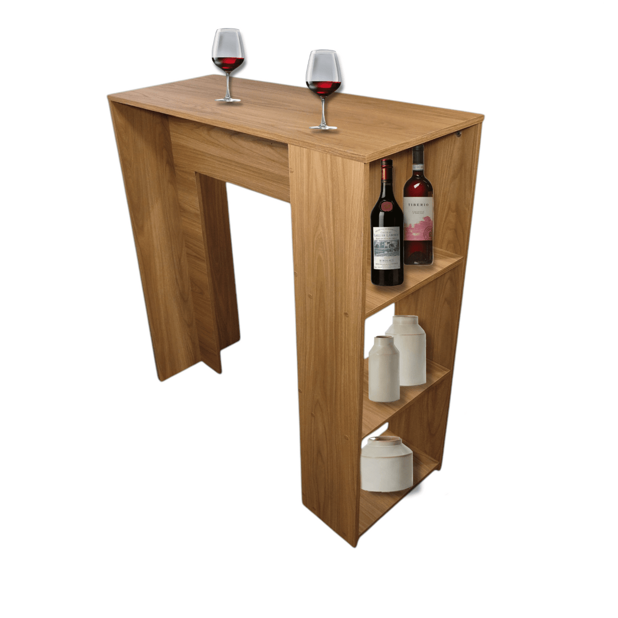 Barra de Cocina Madrid Fresno 100x101cm con Tres Entrepaños - BARRAS Y MUEBLES AUXILIARES | Bylmo