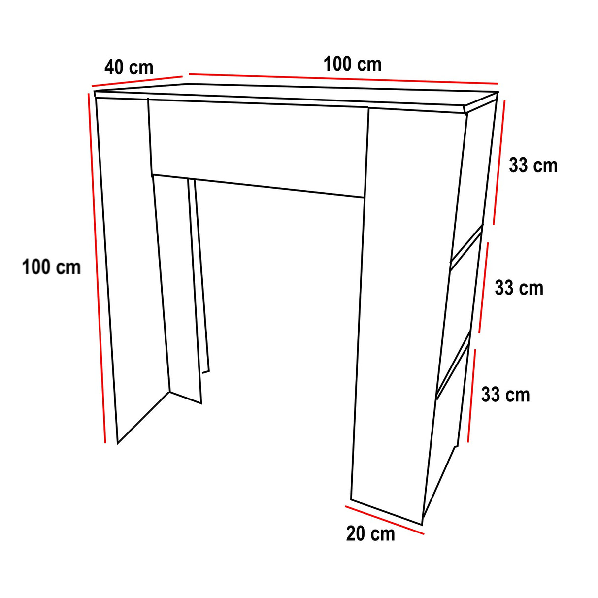 Barra de Cocina Madrid Fresno 100x101cm con Tres Entrepaños - BARRAS Y MUEBLES AUXILIARES | Bylmo