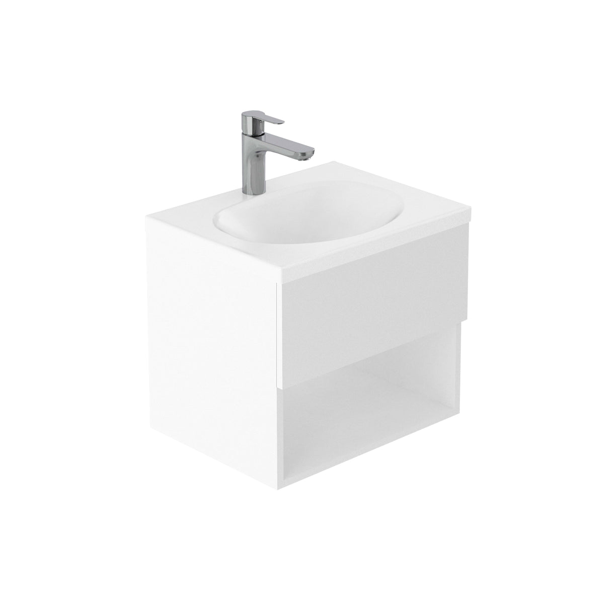 Kit Mueble con Lavamanos Individual Flotante Rayo Eco Blanco 48x40cm Sin Cajones y Sin Puertas - MUEBLES PARA LAVAMANOS | Bylmo