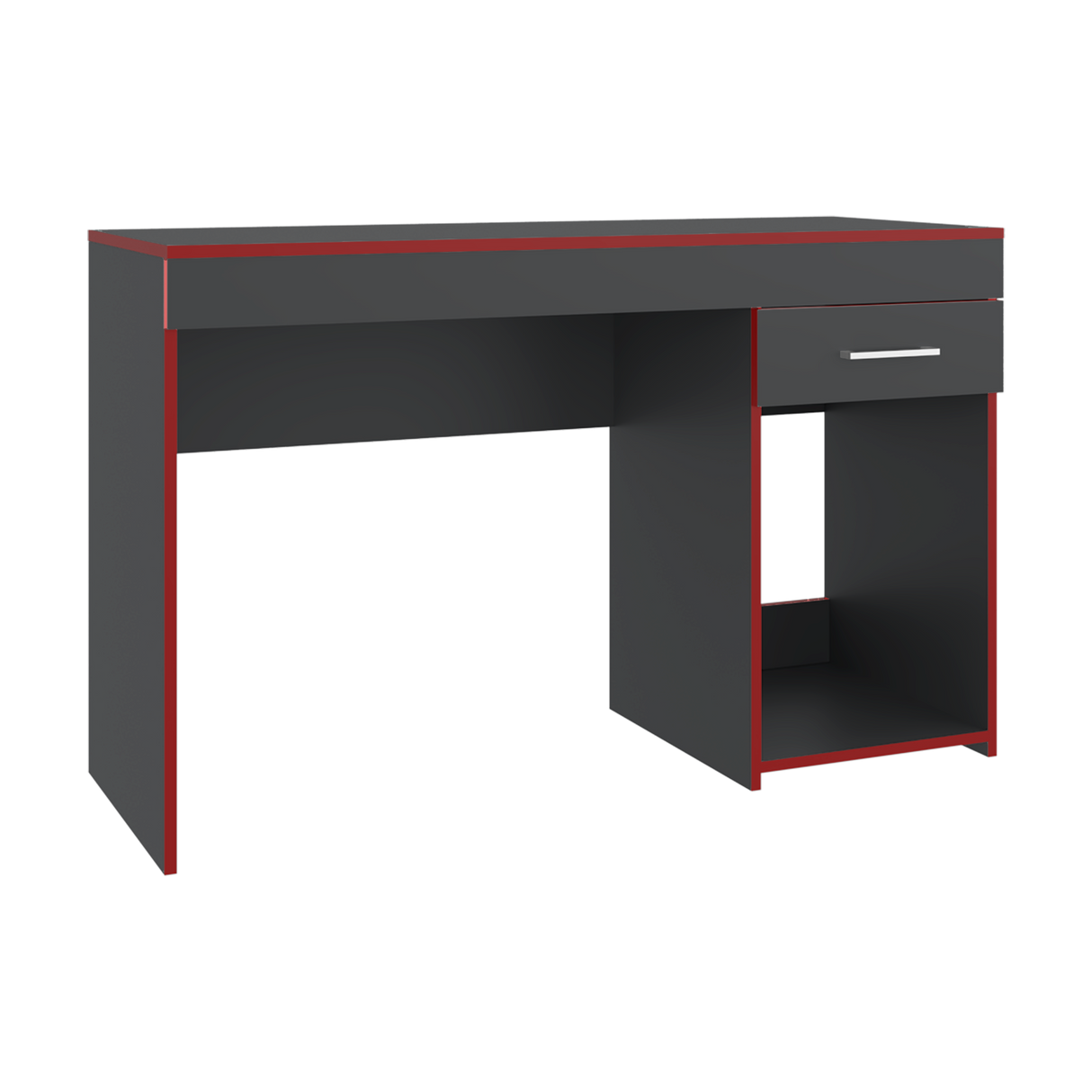 Escritorio Gamer Ibare Plomo y Rojo 120x75cm con Un Cajón - ESCRITORIOS | Bylmo