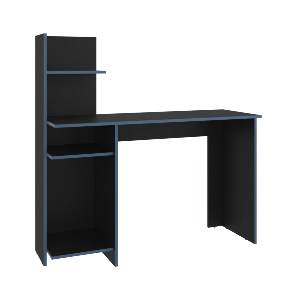 Escritorio Gamer Vilna Wengue y Azul 120x120.6cm sin Cajones - ESCRITORIOS | Bylmo