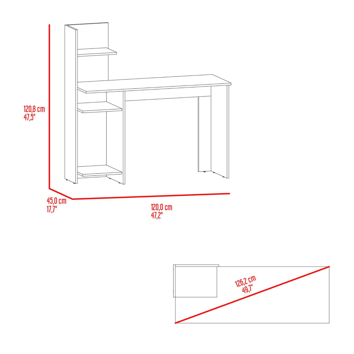 Escritorio Gamer Vilna Wengue y Azul 120x120.6cm sin Cajones - ESCRITORIOS | Bylmo