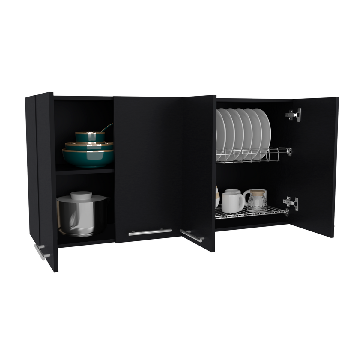 Gabinete de Cocina Bazagli Wengue 120x60cm Con Cuatro Cajones cn Espacio para Extractor y con Locero - MUEBLES SUPERIORES DE COCINA | Bylmo