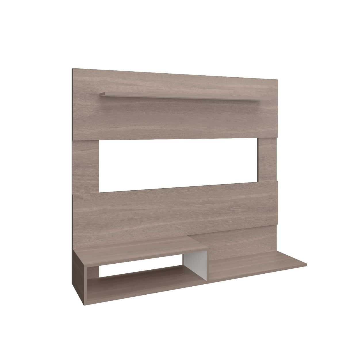 Panel de TV Beijing Bardolino y Blanco 140x120cm Para TV Hasta 55 Pulgadas con Cinco Compartimientos - MUEBLES DE TV | Bylmo