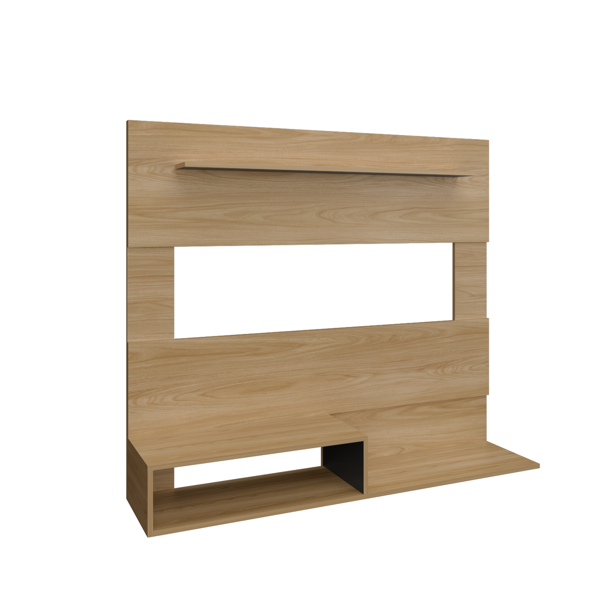 Panel de TV Beijing Fresno y Wengue 140x120cm Para TV Hasta 55 Pulgadas con Cinco Compartimientos - MUEBLES DE TV | Bylmo