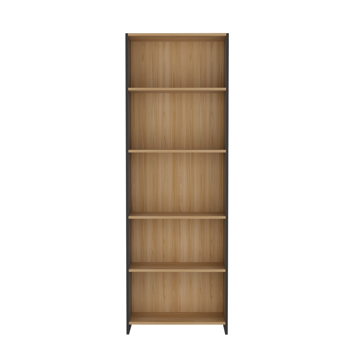 Biblioteca Lisa Fresno y Wengue 63x180.6cm Rectangular con Cinco Compartimientos y con Cuatro Entrepaños - BIBLIOTECAS Y ESTANTERIAS | Bylmo