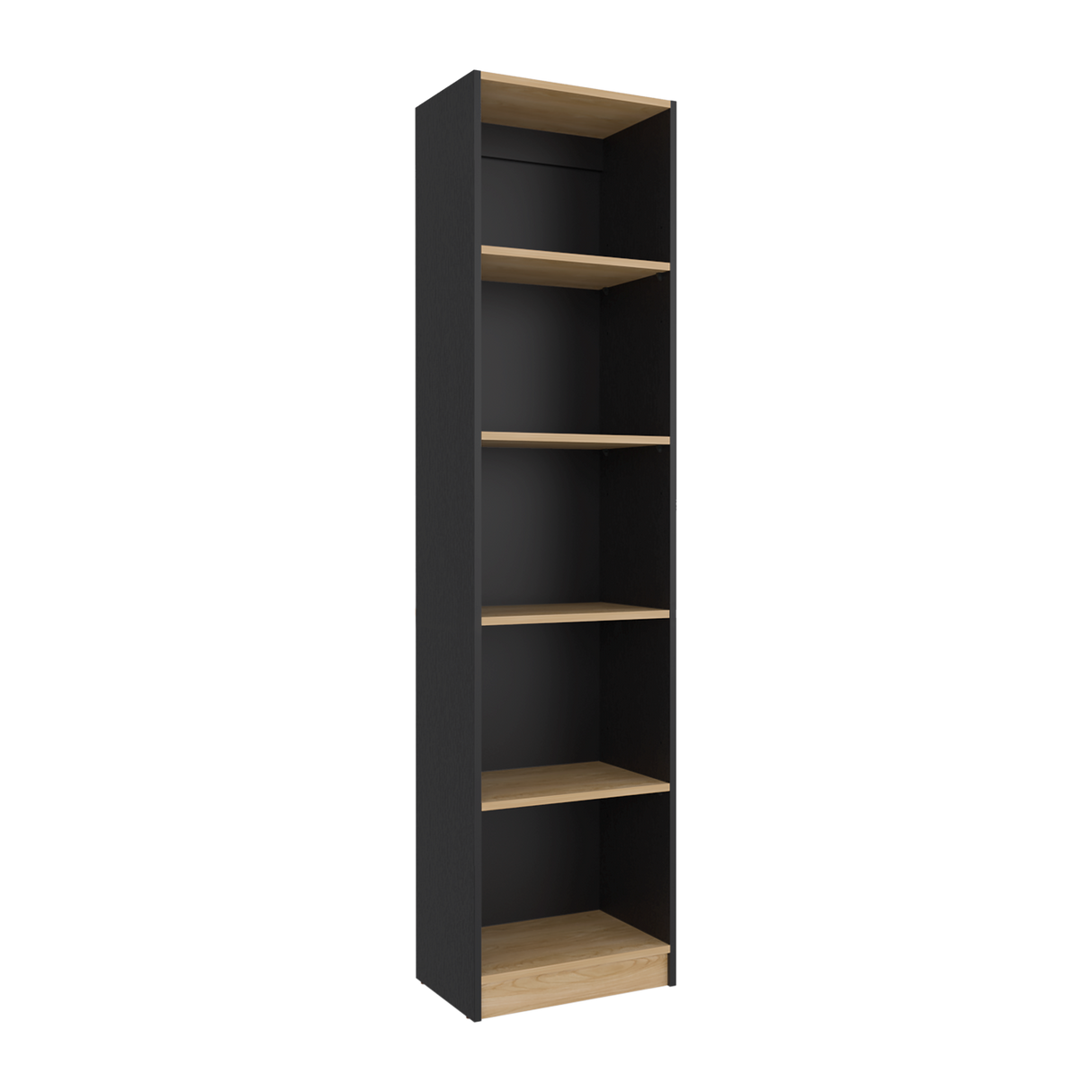 Estantería Home Wengue y Fresno 45x180.6cm Rectangular con Cinco Compartimientos y con Cuatro Entrepaños - BIBLIOTECAS Y ESTANTERIAS | Bylmo