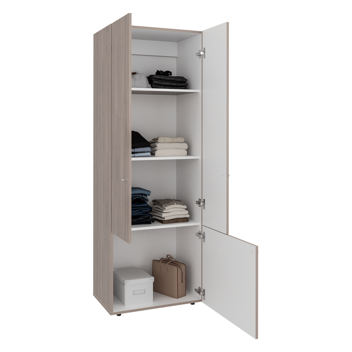 Closet Tuhogar Bardolino y Blanco 60x170cm con Cuatro Compartimientos y con Tres Puertas - CLOSETS | Bylmo
