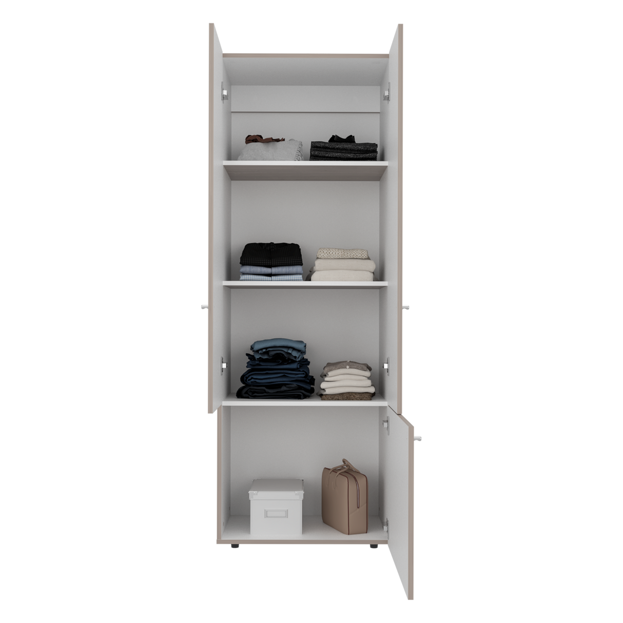 Closet Tuhogar Bardolino y Blanco 60x170cm con Cuatro Compartimientos y con Tres Puertas - CLOSETS | Bylmo