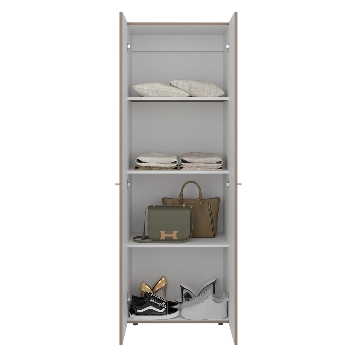 Closet Tuhogar Bardolino y Blanco 60x170cm con Cuatro Compartimientos y con Dos Puertas - CLOSETS | Bylmo