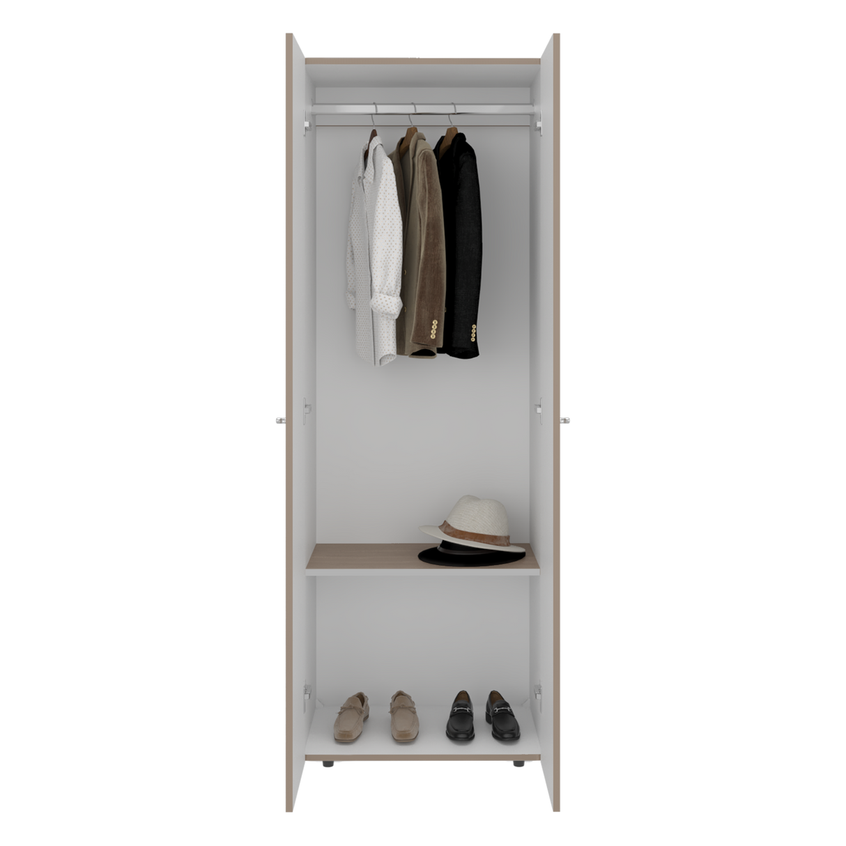 Closet Tuhogar Bardolino y Blanco 60x170cm con Tres Compartimientos y con Dos Puertas - CLOSETS | Bylmo