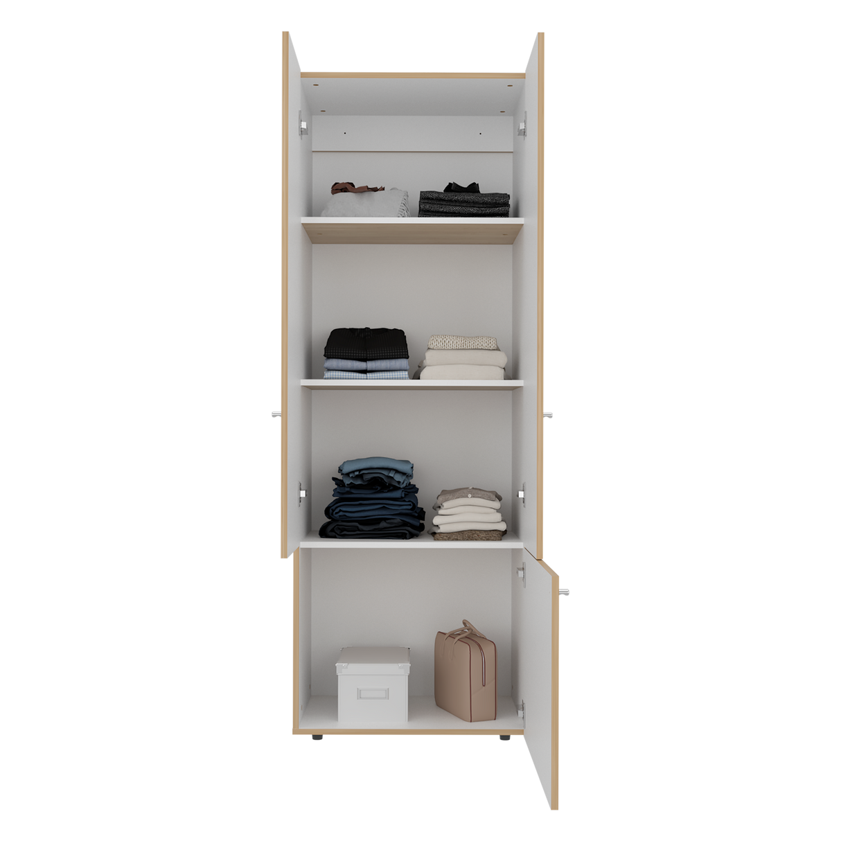 Closet Tuhogar Fresno y Blanco 60x170cm con Cuatro Compartimientos y con Tres Puertas - CLOSETS | Bylmo
