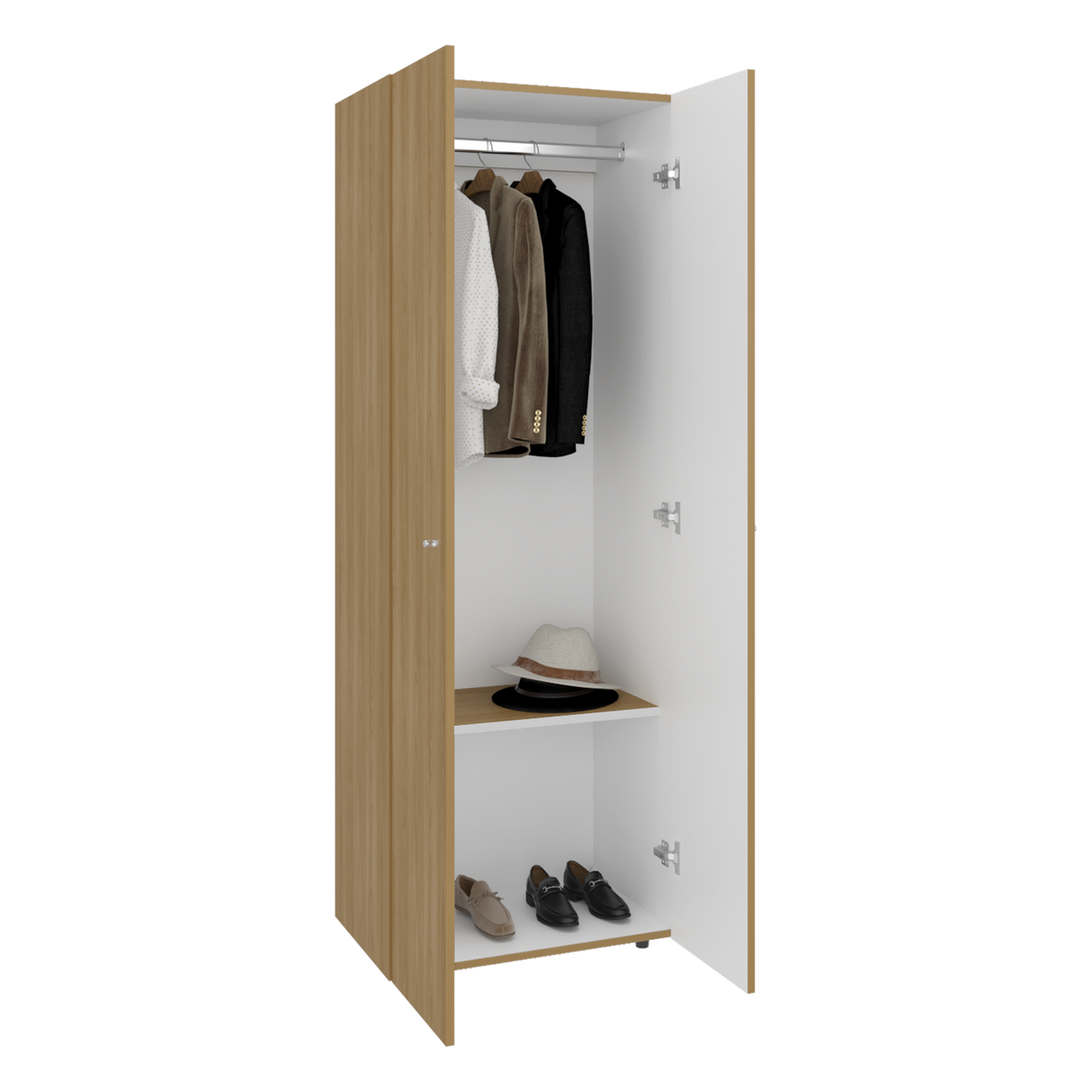 Closet Tuhogar Fresno y Blanco 60x170cm con Tres Compartimientos y con Dos Puertas - CLOSETS | Bylmo