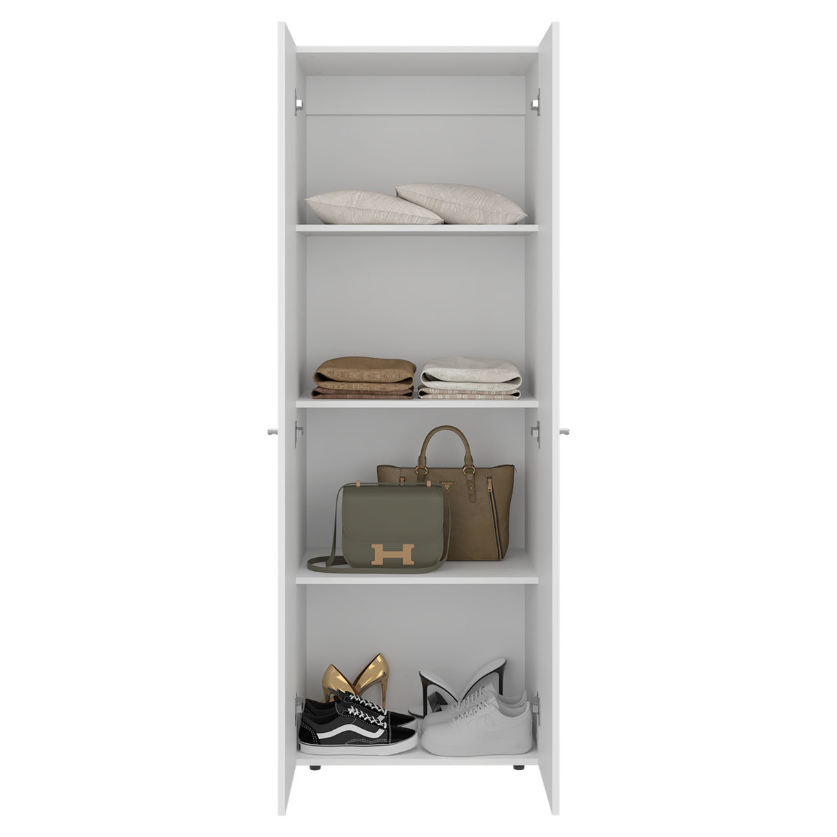 Closet Tuhogar Blanco 60x170cm con Cuatro Compartimientos y con Dos Puertas - CLOSETS | Bylmo