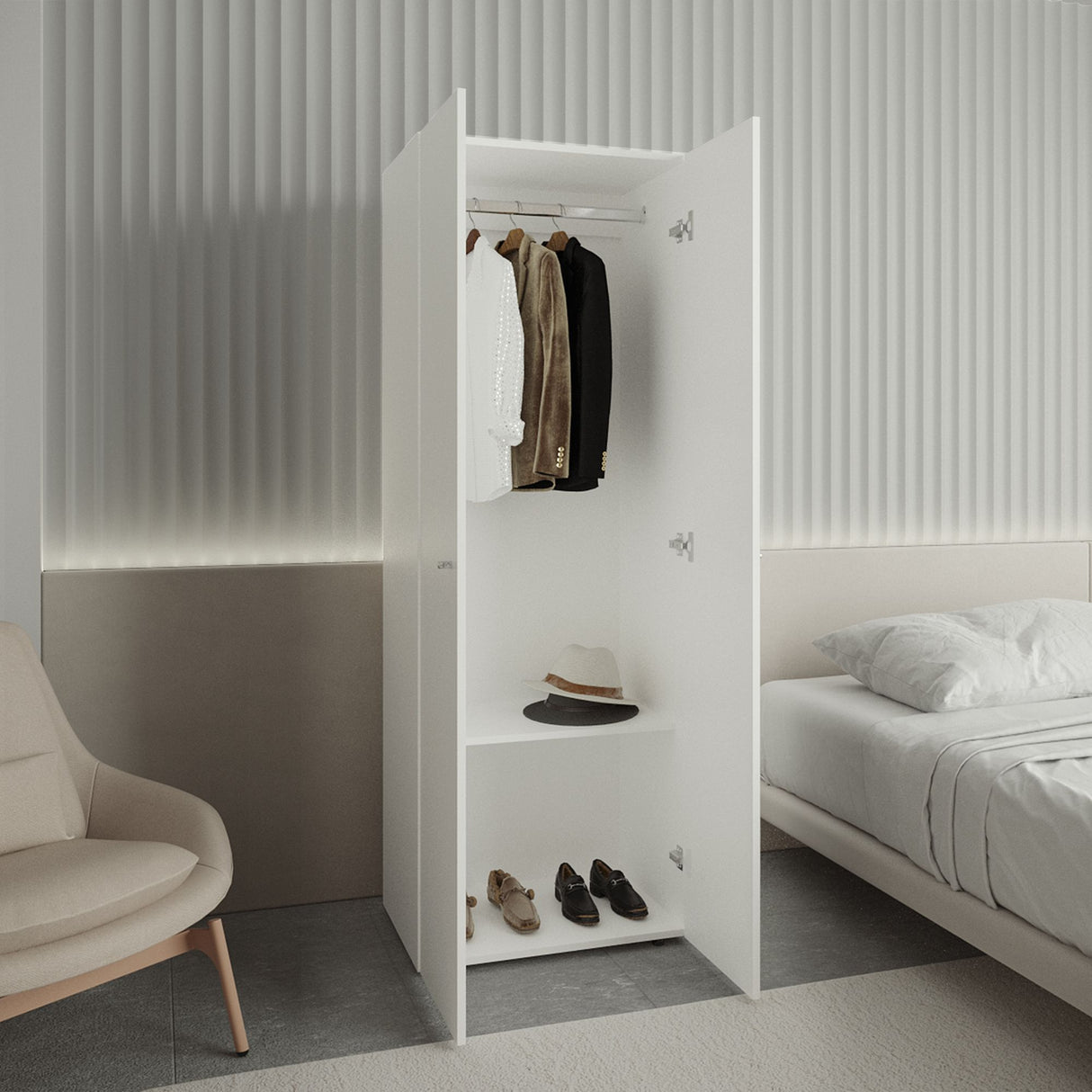 Closet Tuhogar Blanco 60x170cm con Tres Compartimientos y con Dos Puertas - CLOSETS | Bylmo