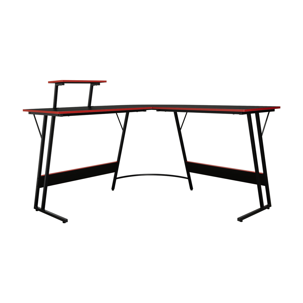 Escritorio Gamer en L Carbon Racer Negro y Rojo 130x130cm sin Cajones - ESCRITORIOS | Bylmo