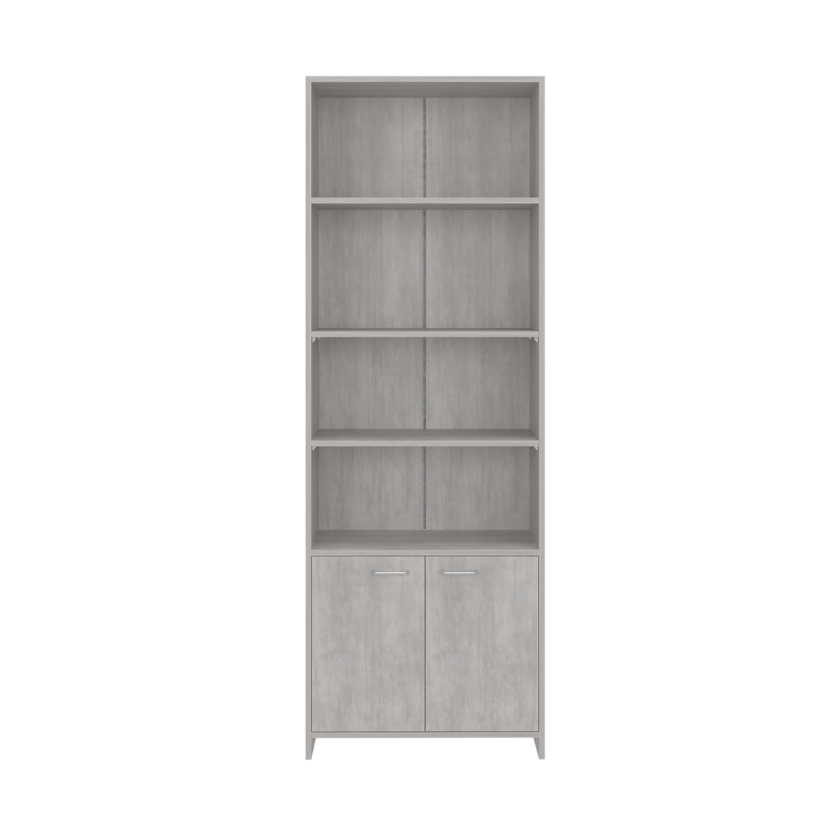Biblioteca Lisa Cemento 63x180cm Rectangular con Cinco Compartimientos y Cuatro Entrepaños - BIBLIOTECAS Y ESTANTERIAS | Bylmo