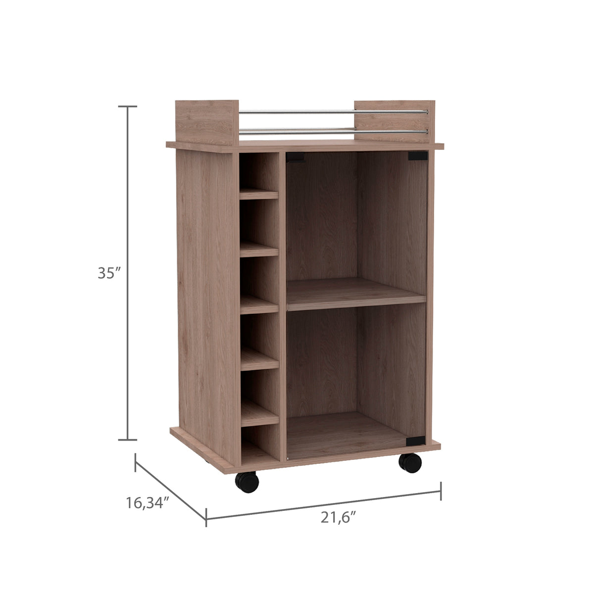 Bar Dukat Ceniza 55x89cm con Cuatro Compartimientos y con Seis Portabotellas - BARES | Bylmo