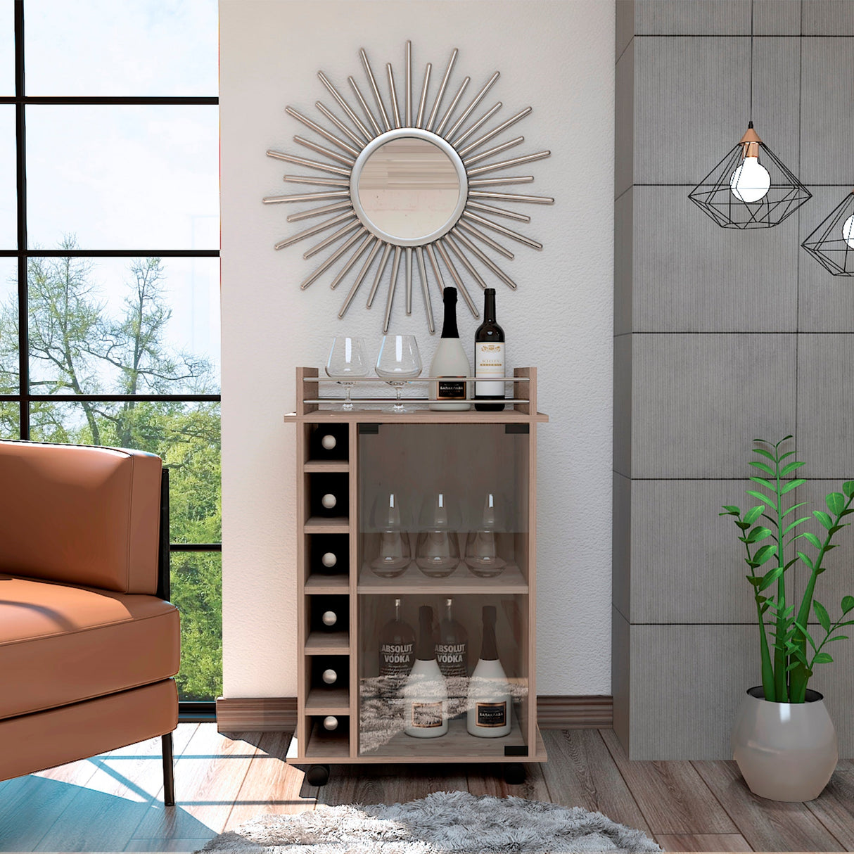 Bar Dukat Ceniza 55x89cm con Cuatro Compartimientos y con Seis Portabotellas - BARES | Bylmo