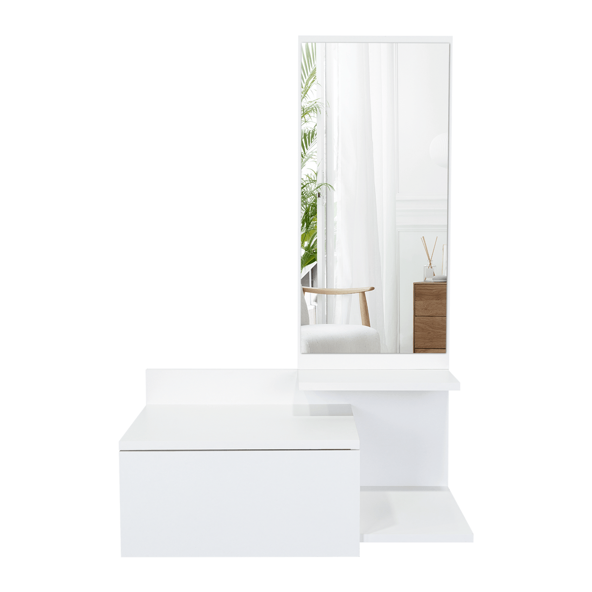 Recibidor Vienna Blanco 60.1x91.95cm con Un Cajón y con Tres Compartimientos - BIFES Y ARRIMOS | Bylmo