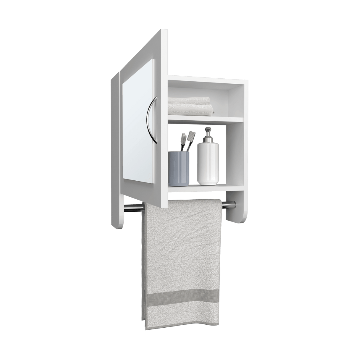 Gabinete De Baño Bath Blanco 45x50cm Cuadrado Con Espejo Y Espacio Para Colgar Toalla De Manos - GABINETES DE BANHO | Bylmo