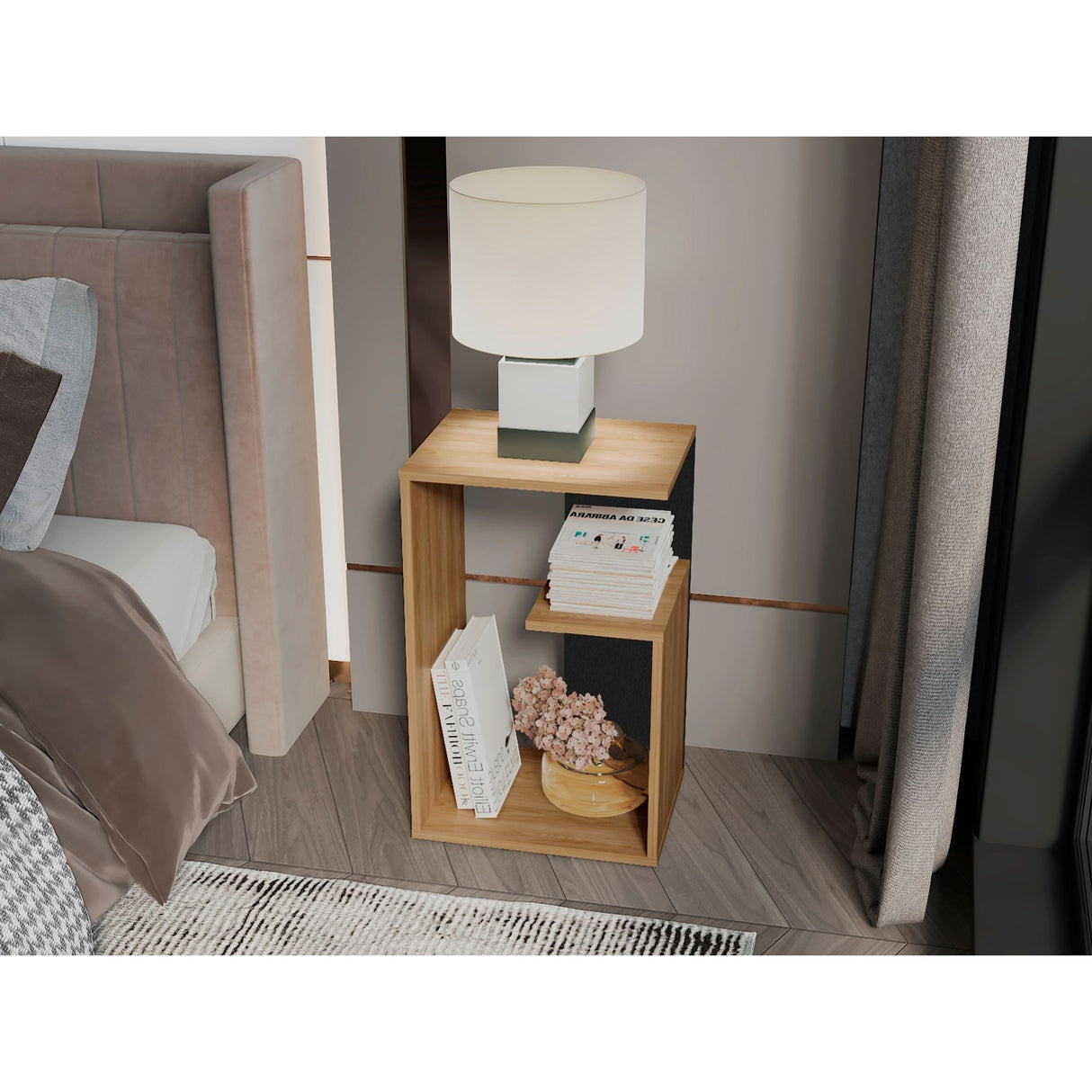 Mesa Auxiliar Everett Fresno 39.8x63.4cm Rectangular Con Tres Compartimientos - MESAS AUXILIARES | Bylmo