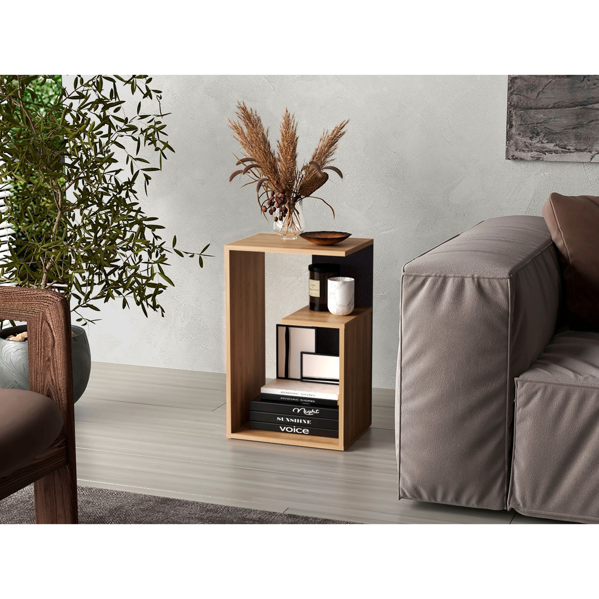 Mesa Auxiliar Everett Fresno 39.8x63.4cm Rectangular Con Tres Compartimientos - MESAS AUXILIARES | Bylmo