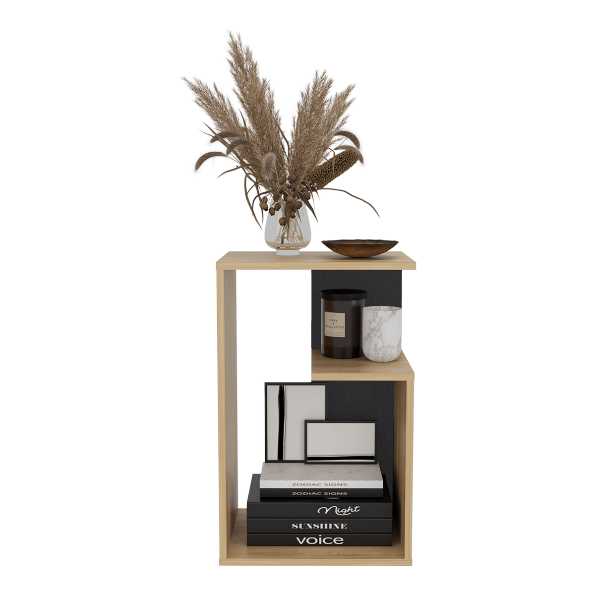 Mesa Auxiliar Everett Fresno 39.8x63.4cm Rectangular con Tres Compartimientos