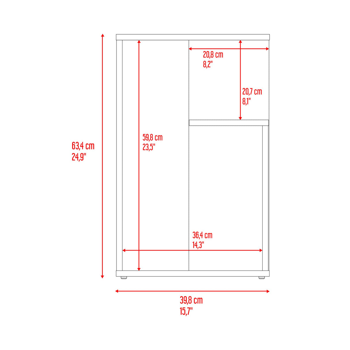 Mesa Auxiliar Everett Carbón Y Blanco 39.8x63.4cm Rectangular Con Tres Compartimientos - MESAS AUXILIARES | Bylmo