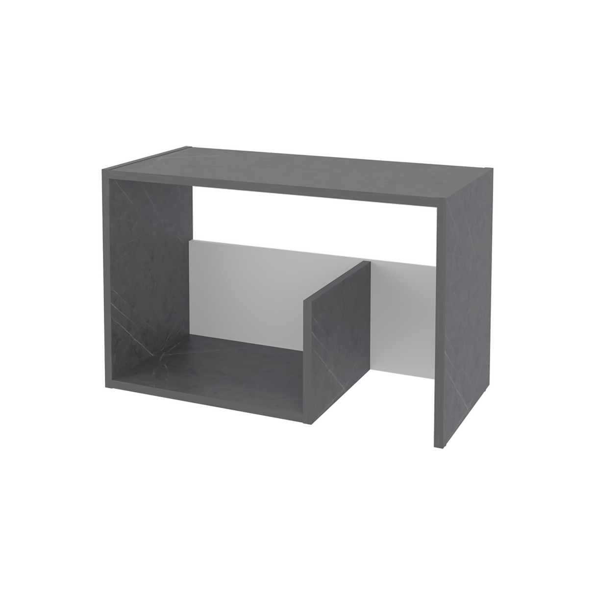 Mesa Auxiliar Everett Onix Y Blanco 39.8x63.4cm Rectangular Con Tres Compartimientos - MESAS AUXILIARES | Bylmo