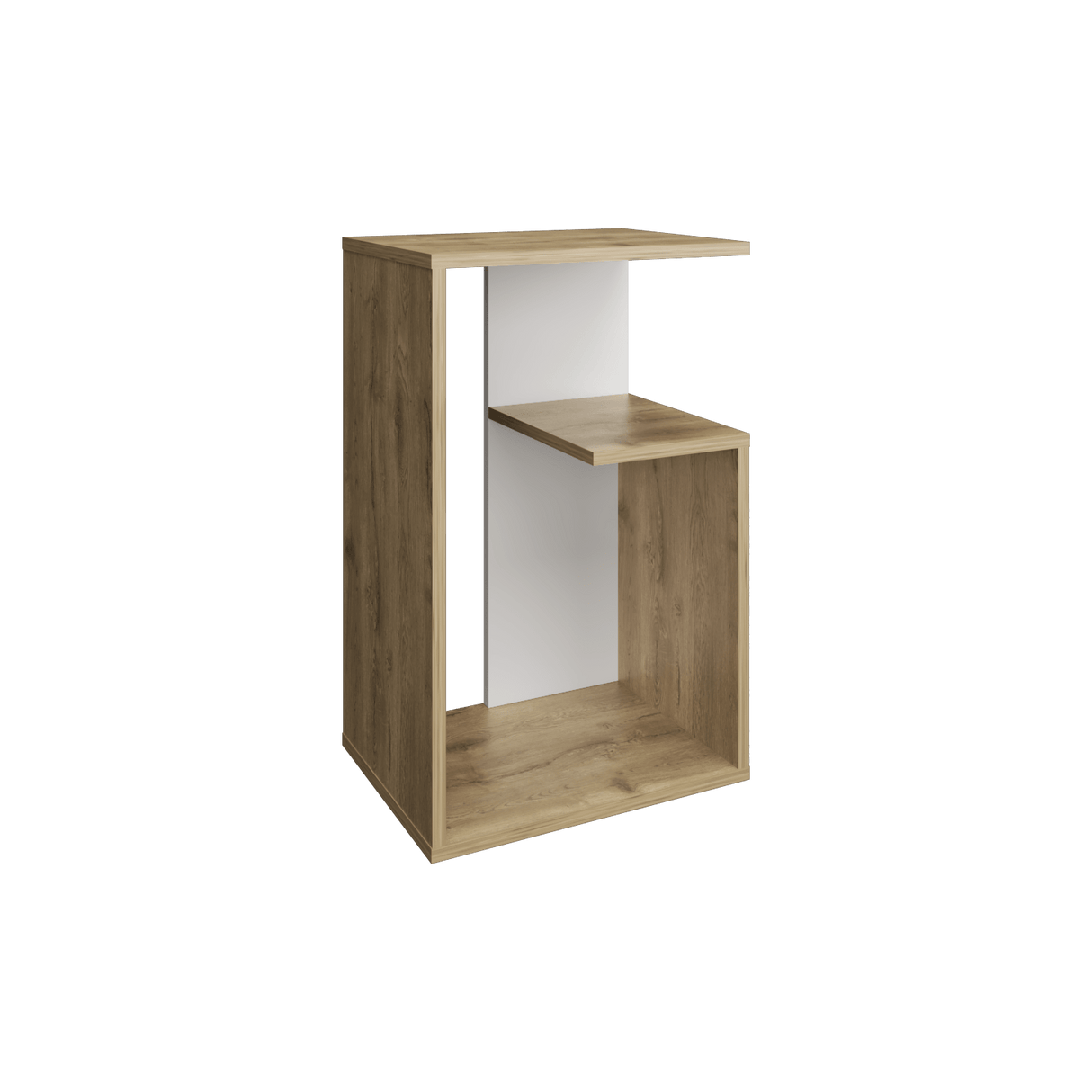 Mesa Auxiliar Everett Macadamia Y Blanco 39.8x63.4cm Rectangular Con Tres Compartimientos - MESAS AUXILIARES | Bylmo