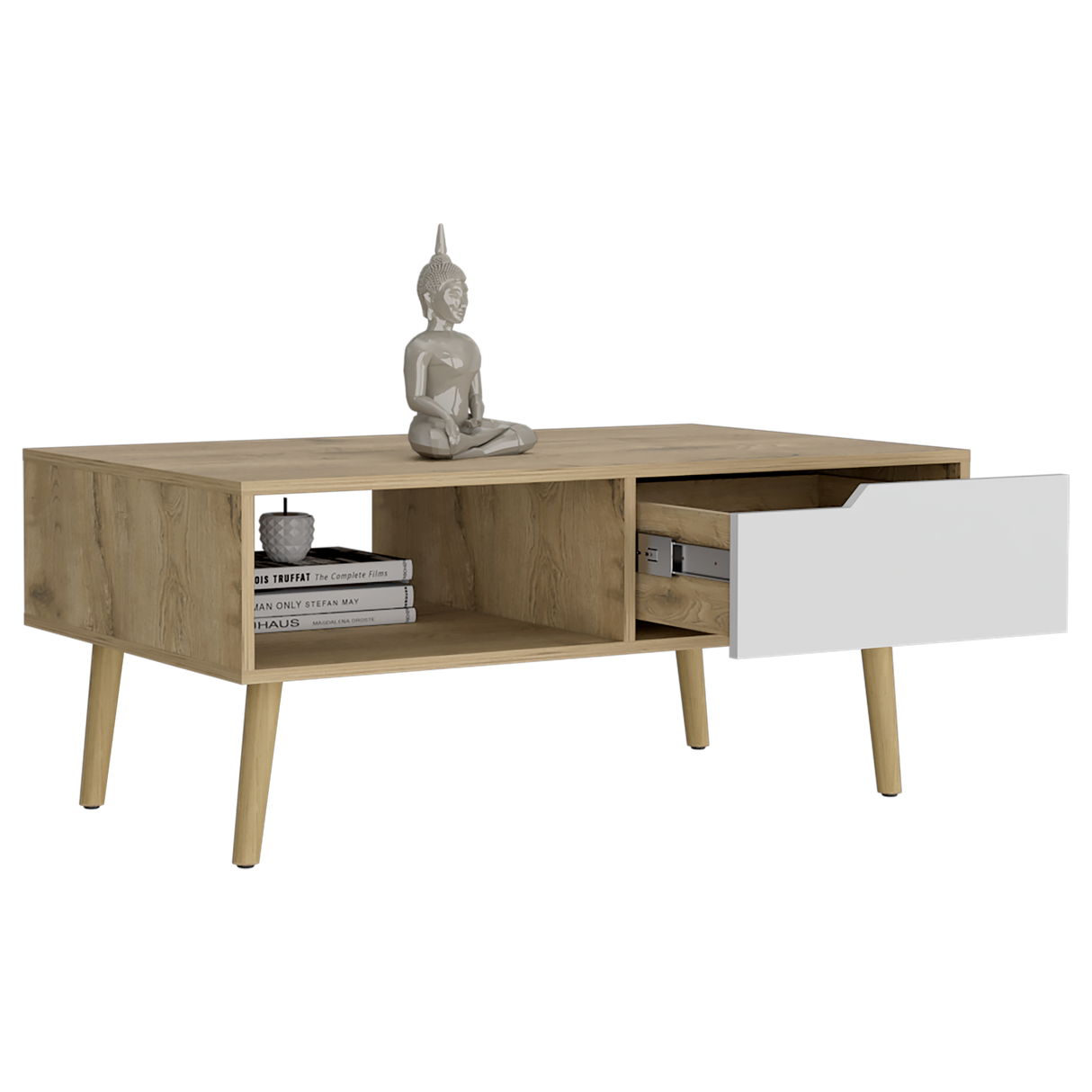 Mesa De Centro Oslo Macadamia 100.6x42cm Rectangular Con Patas - MESAS DE CENTRO | Bylmo