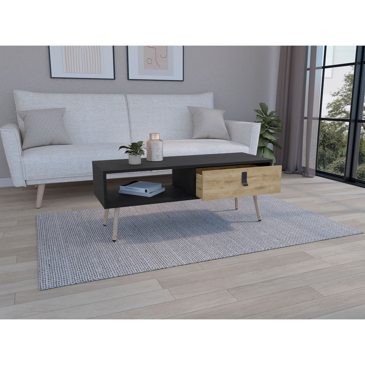 Mesa De Centro Huna Wengue 104x40.4cm Rectangular Con Patas - MESAS DE CENTRO | Bylmo