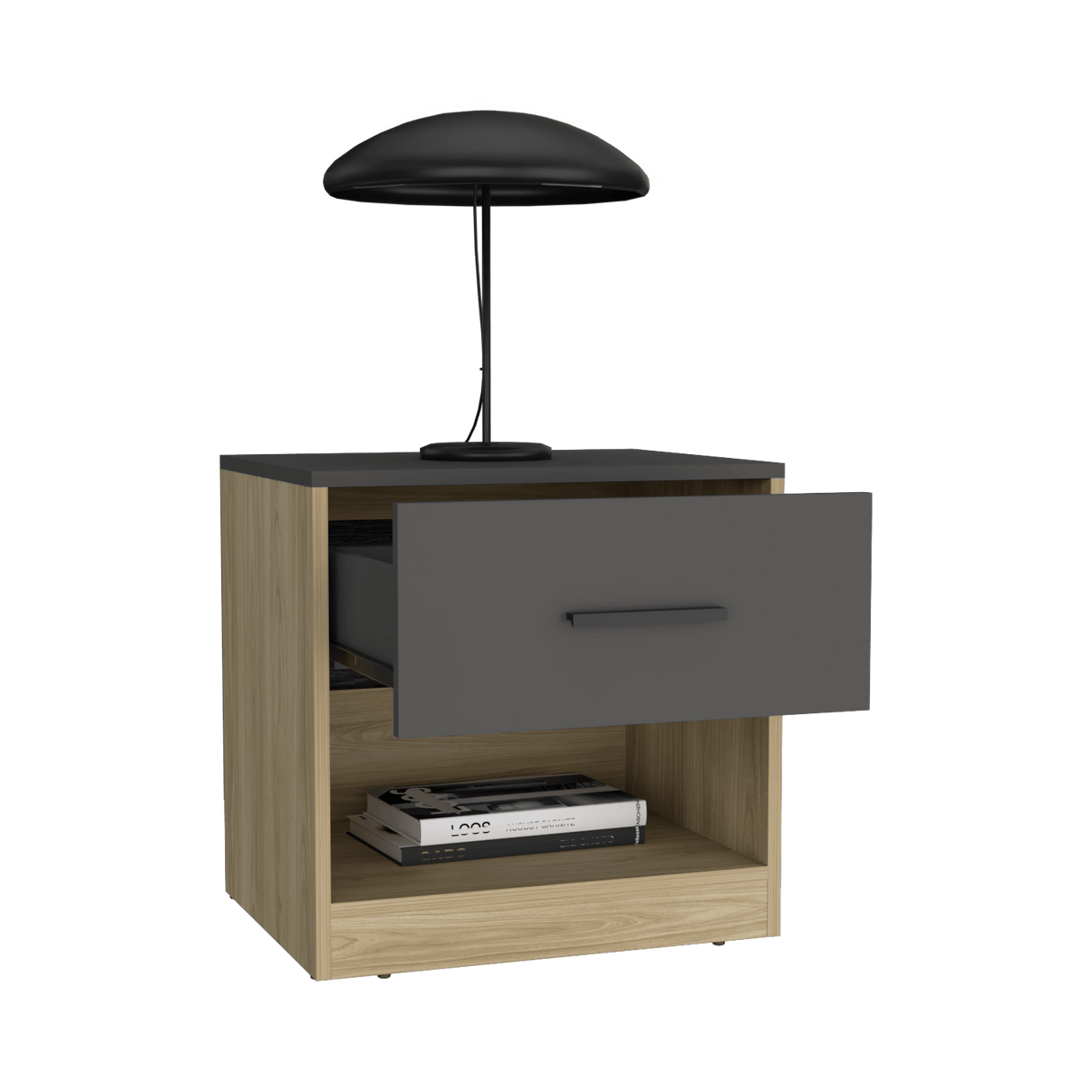 Mesa De Noche Alder Fresno Europeo 50x40.3cm Con Un Cajón Y Dos Compartimientos - MESAS DE NOCHE | Bylmo