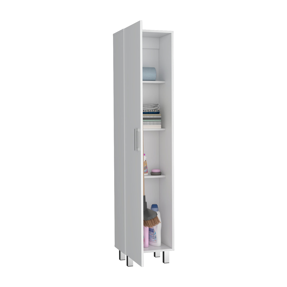 Mueble para Almacenamiento Vintro Blanco 40x180cm con Una Puerta y con Patas - MUEBLES DE ASEO Y ROPAS | Bylmo