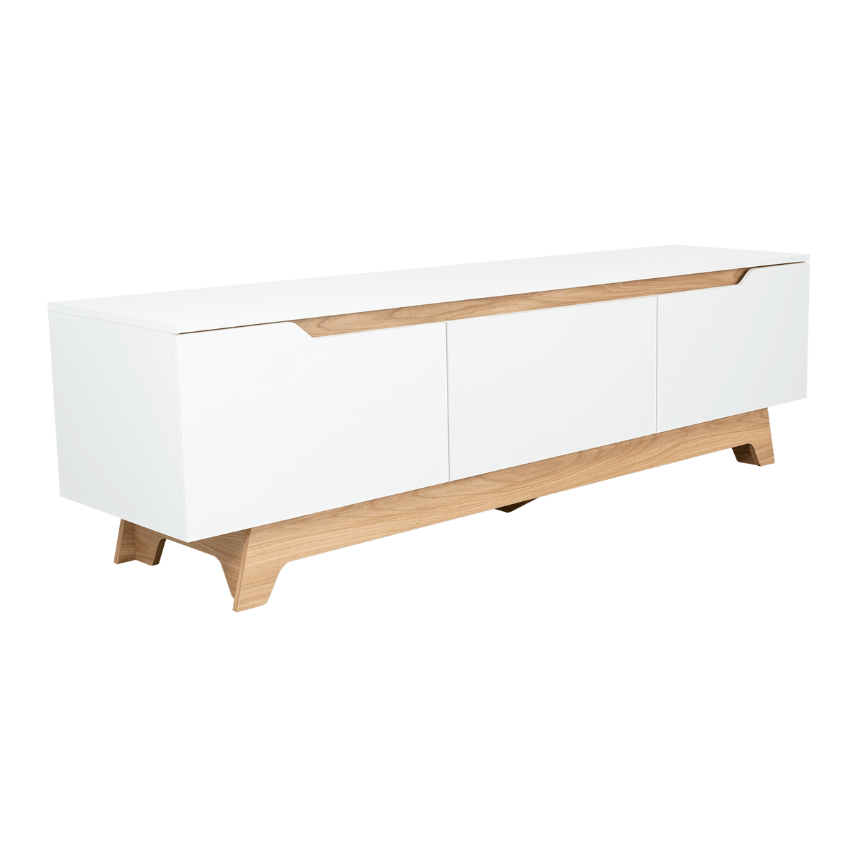 Centro de Entretenimiento Woodall Blanco 180.6x53cm para TV Hasta 80" Pulgadas con Cuatro Compartimientos - MUEBLES DE TV | Bylmo