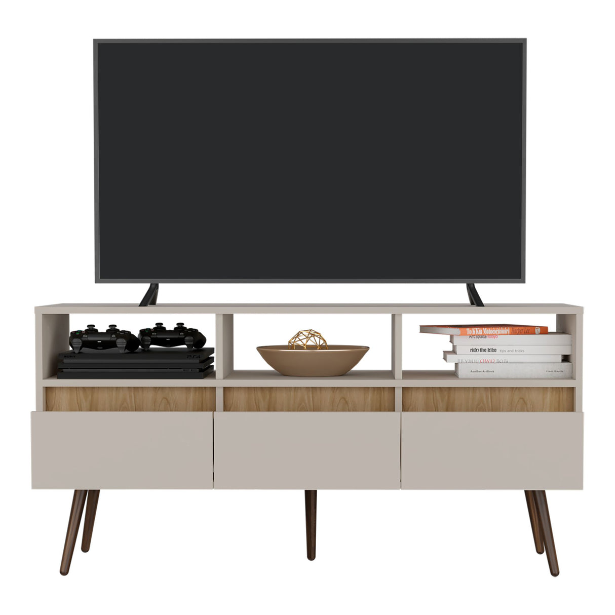 Rack de TV Aranjuez Taupe 120.1x60cm para TV Hasta 50" Pulgadas con Seis Compartimientos - MUEBLES DE TV | Bylmo