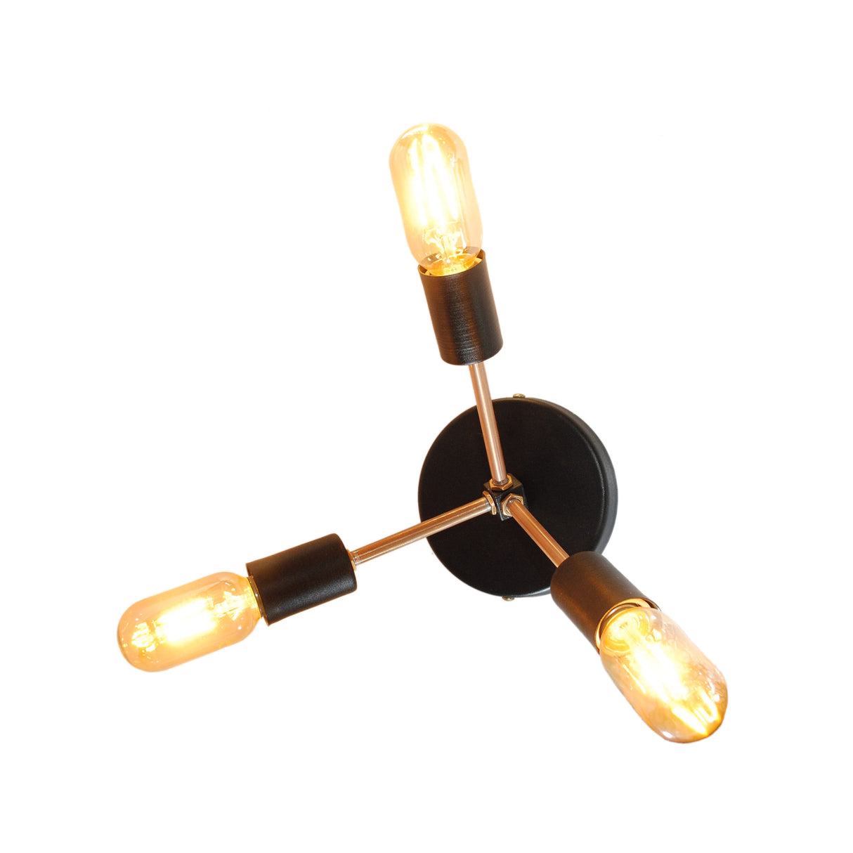 Lámpara de Pared Led Blau Cobre y Negro 43x15cm de de Tres Luces sin Bombilla - LAMPARAS DE PARED | Bylmo