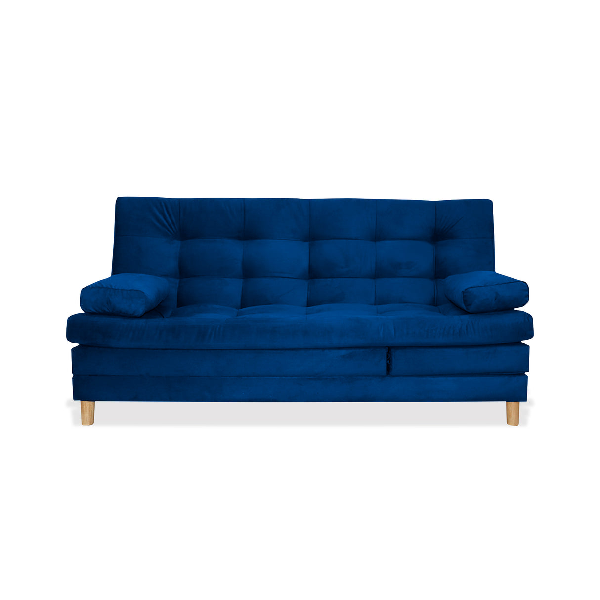 Sofá Cama Kalin Azul Petróleo 180x40cm De Tres Puestos Reclinable Antifluido con Dos Cojines Decorativos - SOFAS Y POLTRONAS | Bylmo