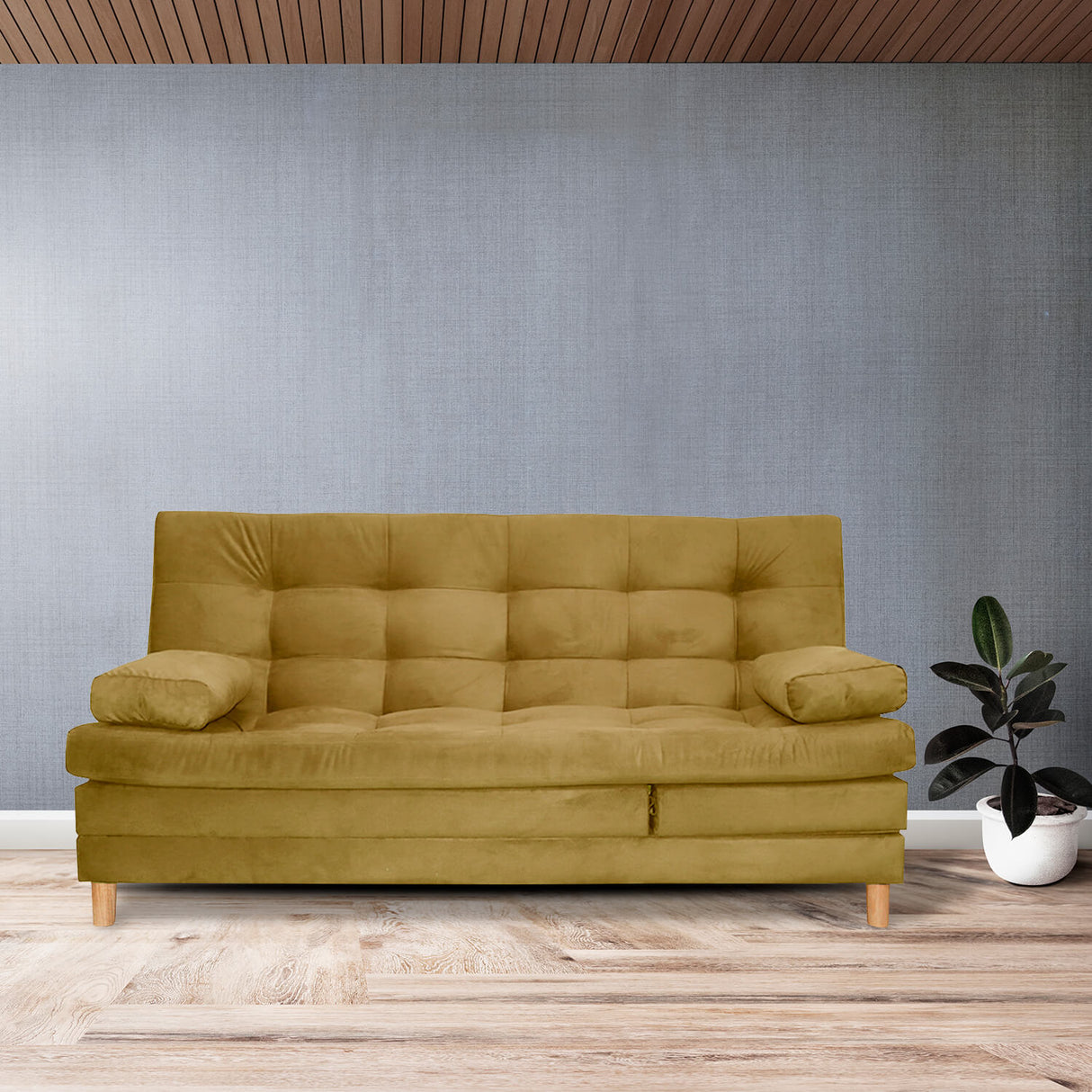 Sofá Cama Kalin Camel 180x40cm De Tres Puestos Reclinable Antifluido con Dos Cojines Decorativos - SOFAS Y POLTRONAS | Bylmo