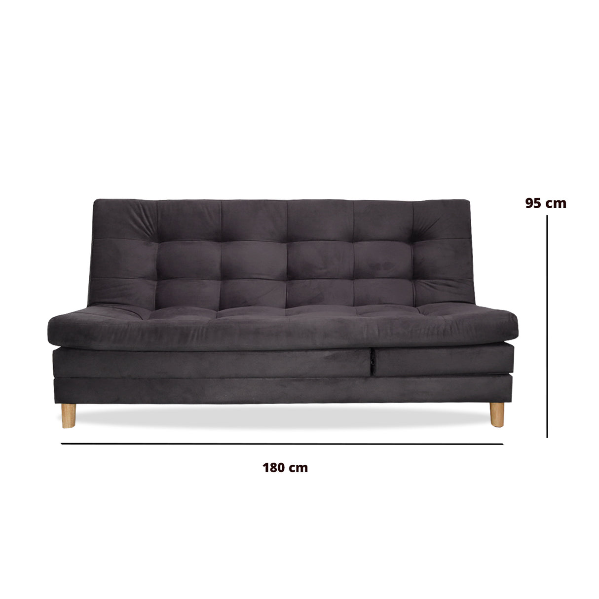 Sofá Cama Kalin Gris 180x40cm De Tres Puestos Reclinable Antifluido con Dos Cojines Decorativos - SOFAS Y POLTRONAS | Bylmo
