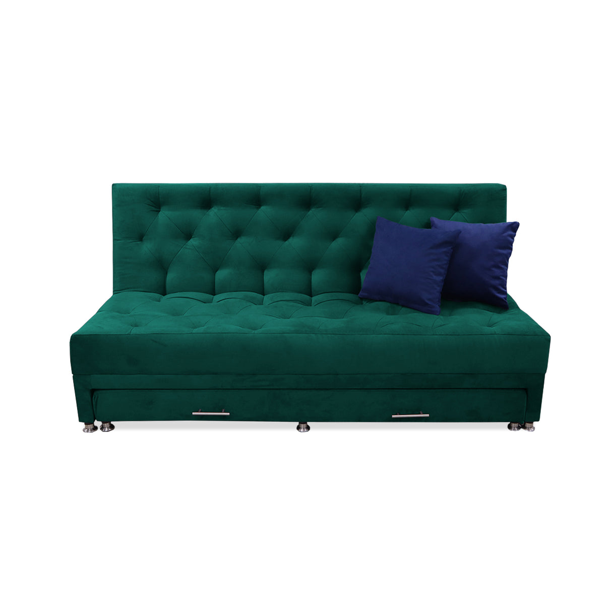 Sofá Cama Rossier Nido Verde 190x40cm De Tres Puestos Reclinable Antifluido con Dos Cojines Decorativos - SOFAS Y POLTRONAS | Bylmo