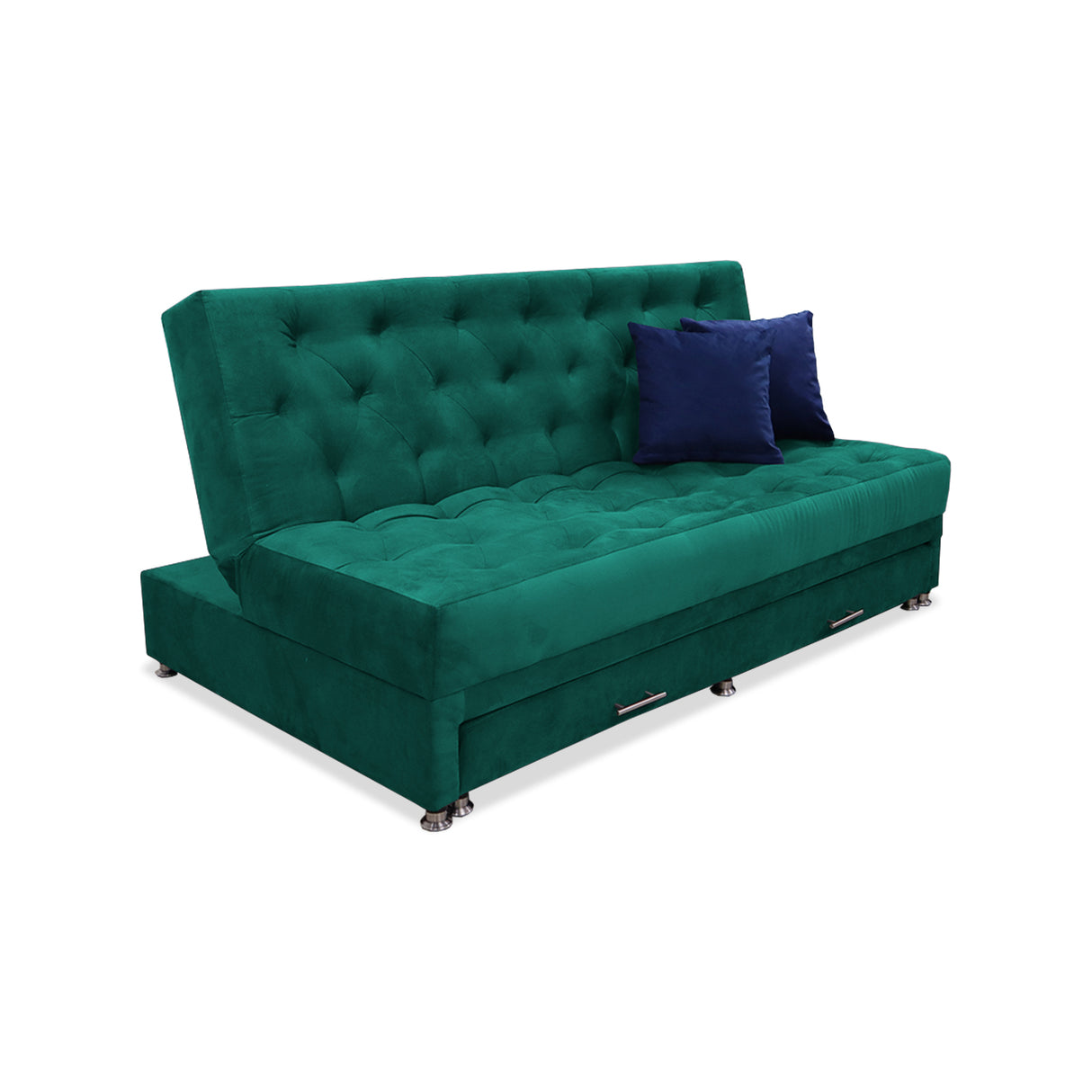 Sofá Cama Rossier Nido Verde 190x40cm De Tres Puestos Reclinable Antifluido con Dos Cojines Decorativos - SOFAS Y POLTRONAS | Bylmo