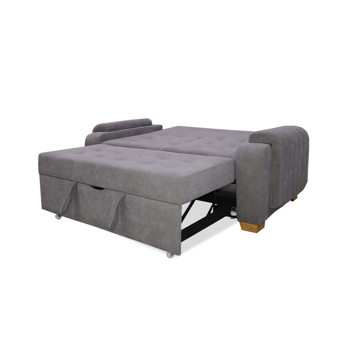 Sofá Cama Stauffer Gris 180x60cm De Tres Puestos Reclinable Antifluido con Dos Cojines Decorativos - SOFAS Y POLTRONAS | Bylmo