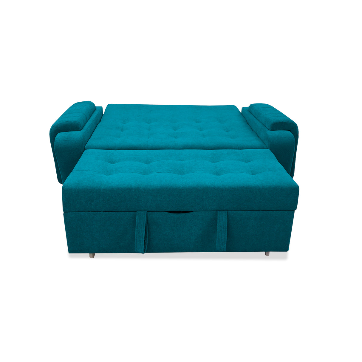 Sofá Cama Stauffer Azul Turquesa 180x60cm De Tres Puestos Reclinable Antifluido con Dos Cojines Decorativos - SOFAS Y POLTRONAS | Bylmo