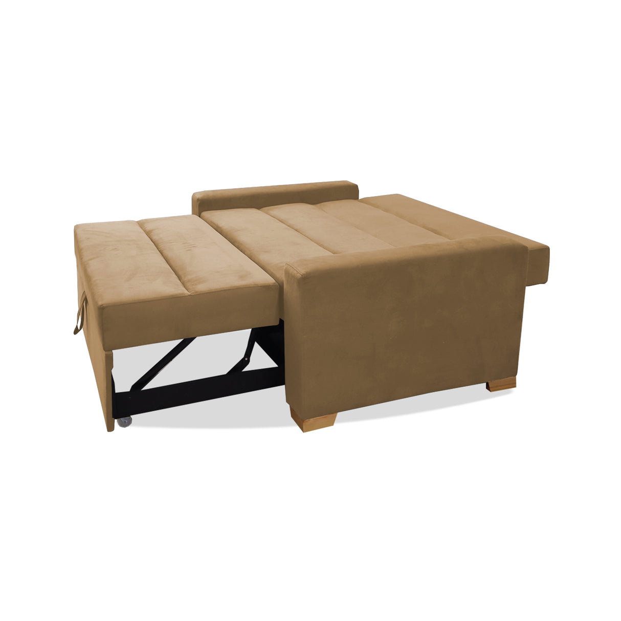 Sofá Cama Aubry Camel 150x60cm De Dos Puestos Reclinable Antifluido con Dos Cojines Decorativos - SOFAS Y POLTRONAS | Bylmo