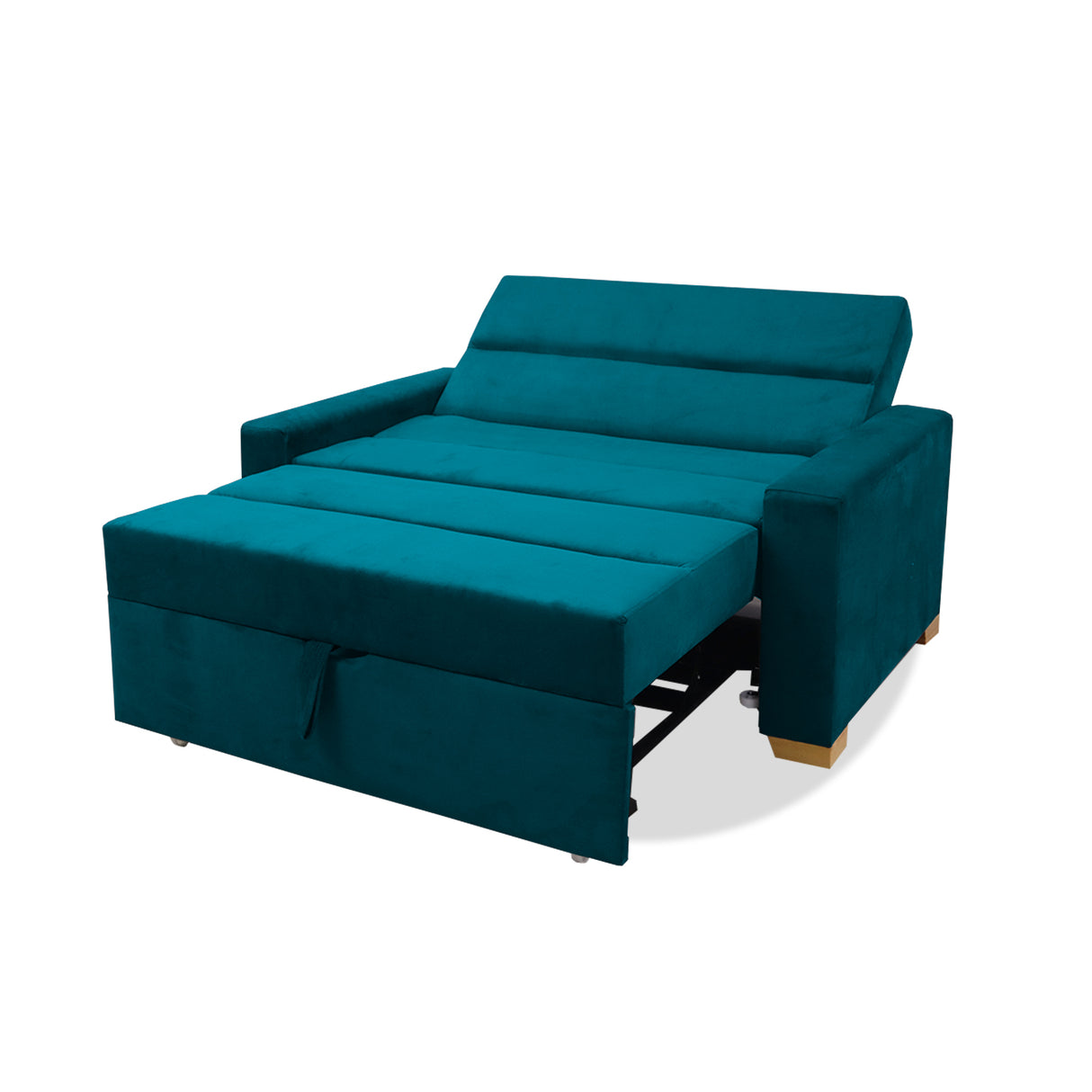 Sofá Cama Aubry Azul Turquesa 150x60cm De Dos Puestos Reclinable Antifluido con Dos Cojines Decorativos - SOFAS Y POLTRONAS | Bylmo