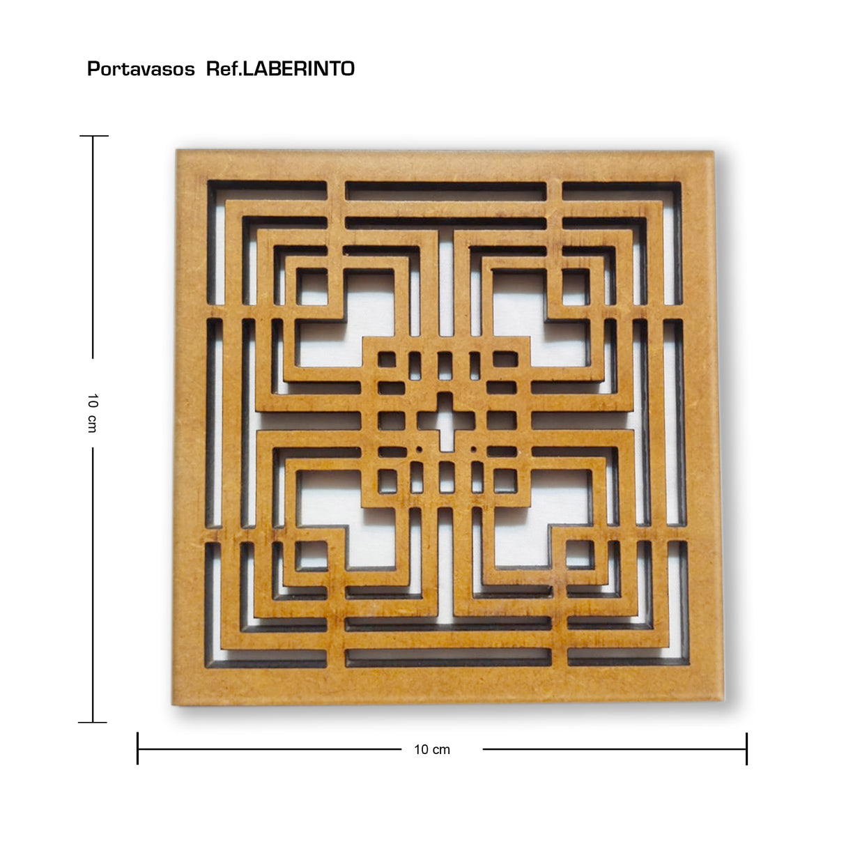 Set x 4 Portavasos Laberinto Madera 10x10cm Cuadrado Resistente e Impermeable - PORTAVASOS | Bylmo
