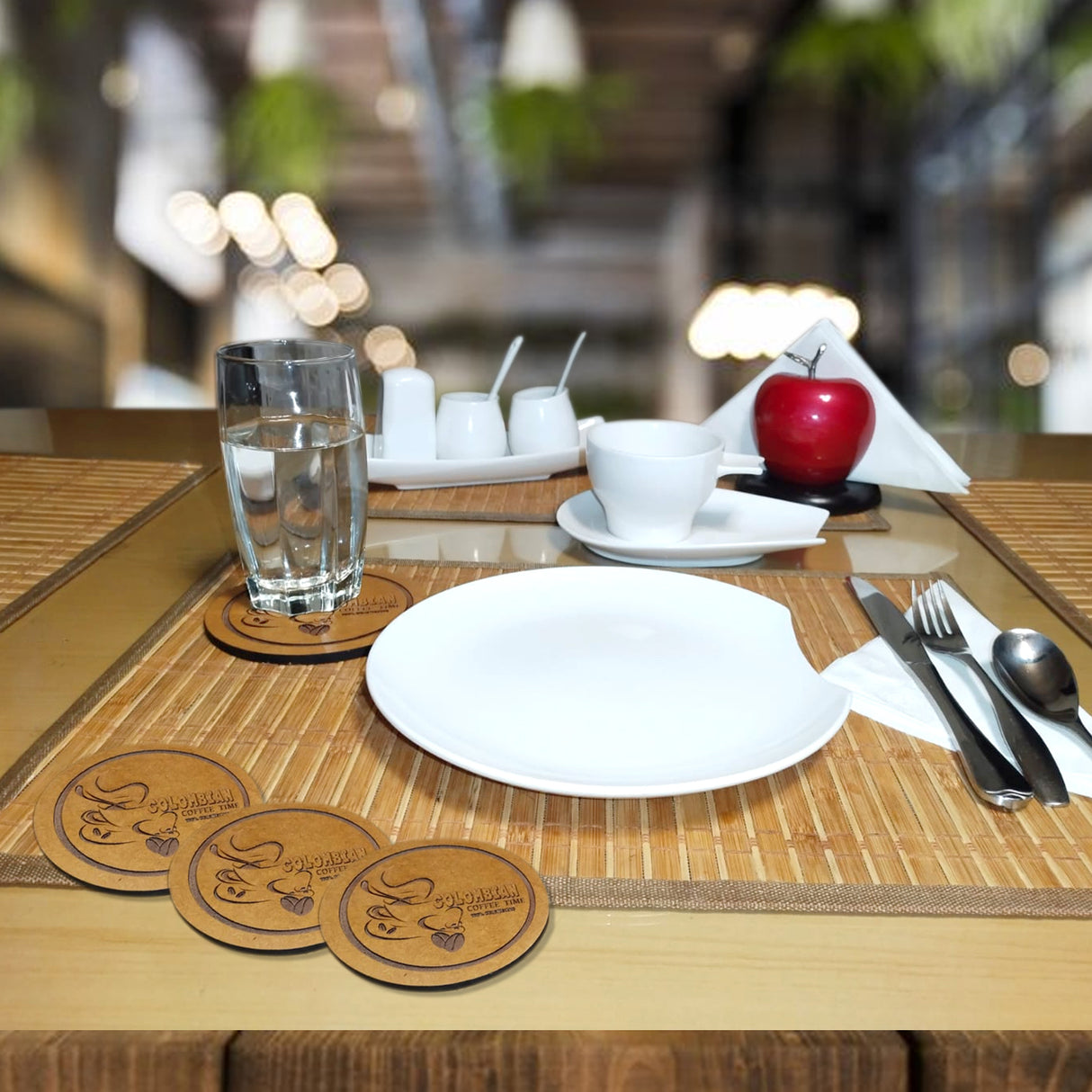 Set x 6 Portavasos Roundcoffe Madera 10x10cm Circular Resistente e Impermeable - PORTAVASOS | Bylmo