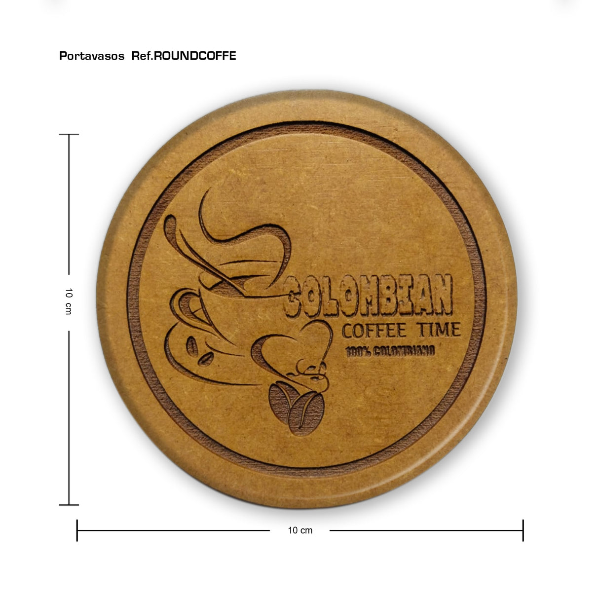 Set x 6 Portavasos Roundcoffe Madera 10x10cm Circular Resistente e Impermeable - PORTAVASOS | Bylmo